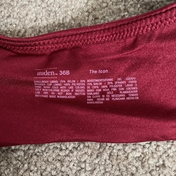 Auden - "The Icon", 36B Merlot / Red Lightly Lined Full Coverage Underwi…‌‌ - Picture 7 of 8